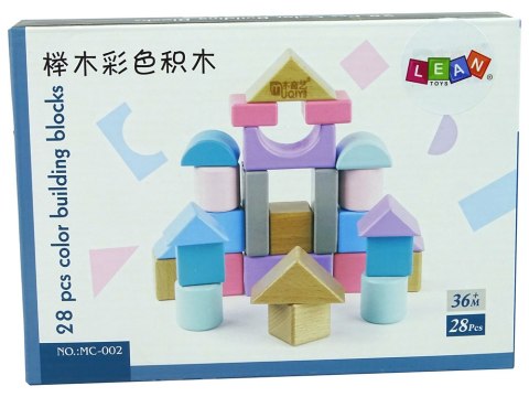 Drewniane Klocki Pastelowe Kolory 28 Elementów Zamek Budowle LEAN Toys Drewniane Klocki Pastelowe Kolory 28 Elementów Zamek Budowle LEAN Toys