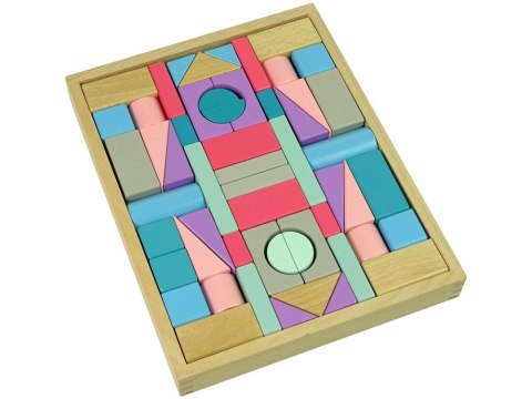 Drewniane Klocki Pastelowe Kolory 55 Elementów Zamek Budowle LEAN Toys Drewniane Klocki Pastelowe Kolory 55 Elementów Zamek Budowle LEAN Toys