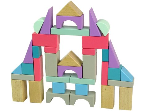 Drewniane Klocki Pastelowe Kolory 55 Elementów Zamek Budowle LEAN Toys Drewniane Klocki Pastelowe Kolory 55 Elementów Zamek Budowle LEAN Toys