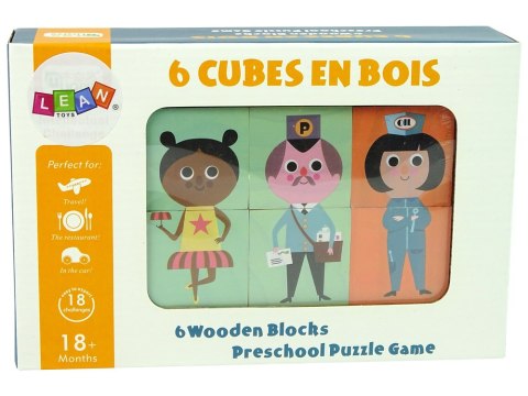 Drewniane Klocki Ułóż Postacie 6 Części Puzzle Kolorowe LEAN Toys Drewniane Klocki Ułóż Postacie 6 Części Puzzle Kolorowe LEAN Toys