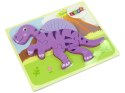 Drewniane Puzzle Dinozaur Corythosaurus Różowy Spinosaurus Fioletowy LEAN Toys