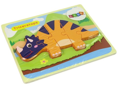 Drewniane Puzzle Dinozaury Triceratops Ankylosaurus Pomarańczowy LEAN Toys Drewniane Puzzle Dinozaury Triceratops Ankylosaurus Pomarańczowy LEAN Toys