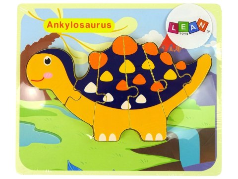 Drewniane Puzzle Dinozaury Triceratops Ankylosaurus Pomarańczowy LEAN Toys Drewniane Puzzle Dinozaury Triceratops Ankylosaurus Pomarańczowy LEAN Toys