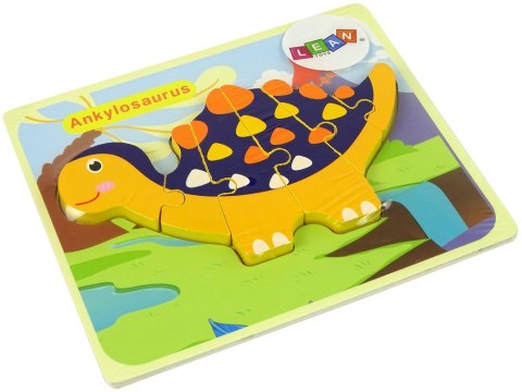 Drewniane Puzzle Dinozaury Triceratops Ankylosaurus Pomarańczowy LEAN Toys Drewniane Puzzle Dinozaury Triceratops Ankylosaurus Pomarańczowy LEAN Toys