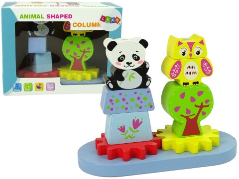 Drewniane Zwierzątka Sorter Sowa Panda Koła Zębate LEAN Toys Drewniane Zwierzątka Sorter Sowa Panda Koła Zębate LEAN Toys