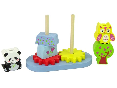 Drewniane Zwierzątka Sorter Sowa Panda Koła Zębate LEAN Toys Drewniane Zwierzątka Sorter Sowa Panda Koła Zębate LEAN Toys