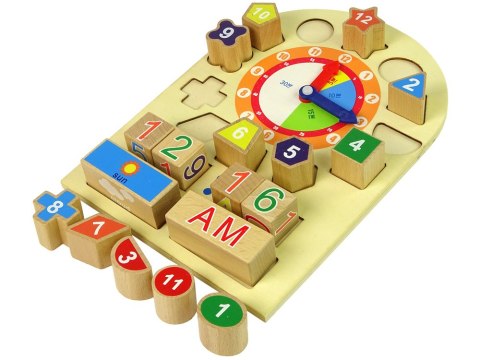 Drewniany Edukacyjny Zegar Sorter Klocki Kolorowe Liczby LEAN Toys Drewniany Edukacyjny Zegar Sorter Klocki Kolorowe Liczby LEAN Toys