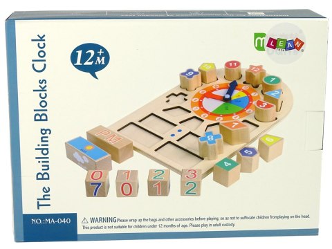 Drewniany Edukacyjny Zegar Sorter Klocki Kolorowe Liczby LEAN Toys Drewniany Edukacyjny Zegar Sorter Klocki Kolorowe Liczby LEAN Toys