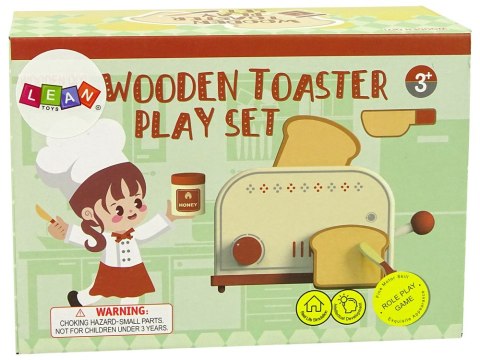 Drewniany Toster Akcesoria Śniadanie Kuchnia Dzieci LEAN Toys Drewniany Toster Akcesoria Śniadanie Kuchnia Dzieci LEAN Toys