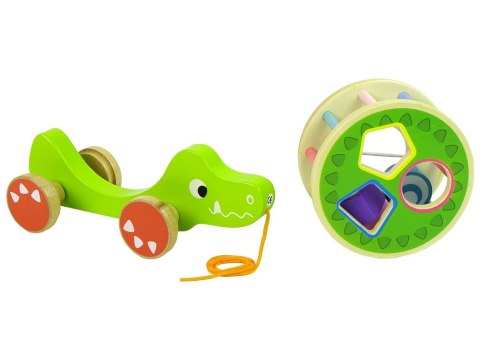 Krokodyl Zielony Do Ciągnięcia Na Kółkach Sorter Klocki Drewniane LEAN Toys Krokodyl Zielony Do Ciągnięcia Na Kółkach Sorter Klocki Drewniane LEAN Toys
