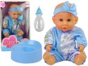 Lalka Bobas Niebieska Nocnik Siusia Pije Kokardka 24 cm LEAN Toys