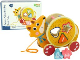 Lisek Do Ciągnięcia Na Kółkach Sorter Klocki Drewniane LEAN Toys