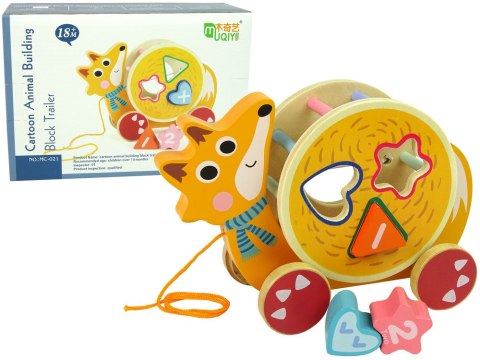 Lisek Do Ciągnięcia Na Kółkach Sorter Klocki Drewniane LEAN Toys Lisek Do Ciągnięcia Na Kółkach Sorter Klocki Drewniane LEAN Toys