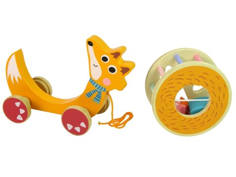 Lisek Do Ciągnięcia Na Kółkach Sorter Klocki Drewniane LEAN Toys Lisek Do Ciągnięcia Na Kółkach Sorter Klocki Drewniane LEAN Toys