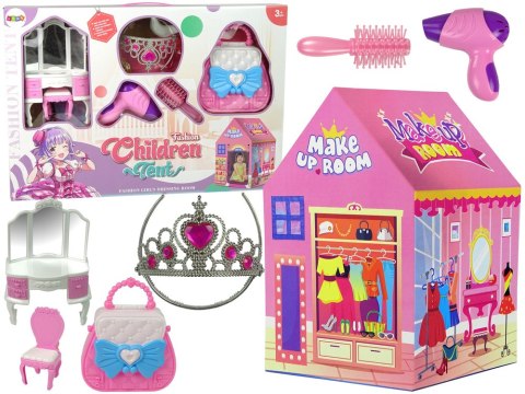 Namiot Księżniczki dla Dzieci Salon Piękności Różowy Akcesoria Korona LEAN Toys Namiot Księżniczki dla Dzieci Salon Piękności Różowy Akcesoria Korona LEAN Toys