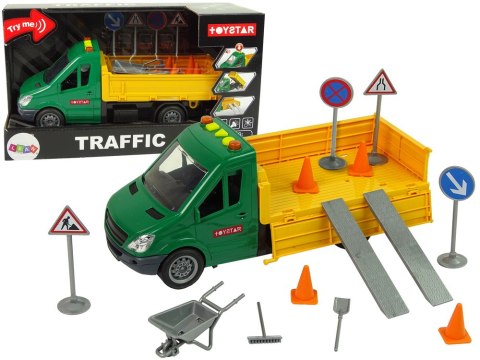 Pojazd Auto Drogowe Wywrotka Napęd Frykcyjny Akcesoria Drogowe Dźwięk LEAN Toys Pojazd Auto Drogowe Wywrotka Napęd Frykcyjny Akcesoria Drogowe Dźwięk LEAN Toys