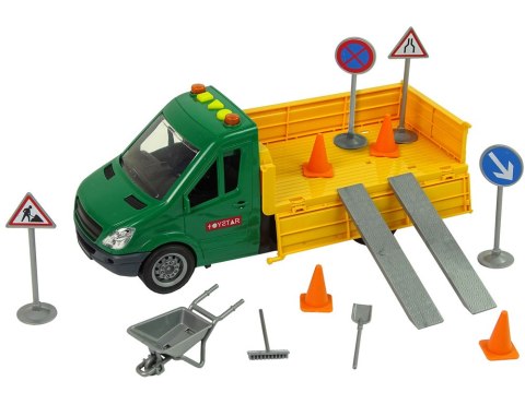 Pojazd Auto Drogowe Wywrotka Napęd Frykcyjny Akcesoria Drogowe Dźwięk LEAN Toys Pojazd Auto Drogowe Wywrotka Napęd Frykcyjny Akcesoria Drogowe Dźwięk LEAN Toys