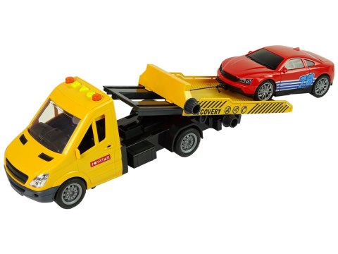 Samochód Transportowy Laweta Autko Rampa Pomoc Dźwięki Światła LEAN Toys Samochód Transportowy Laweta Autko Rampa Pomoc Dźwięki Światła LEAN Toys