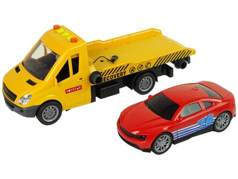 Samochód Transportowy Laweta Autko Rampa Pomoc Dźwięki Światła LEAN Toys Samochód Transportowy Laweta Autko Rampa Pomoc Dźwięki Światła LEAN Toys