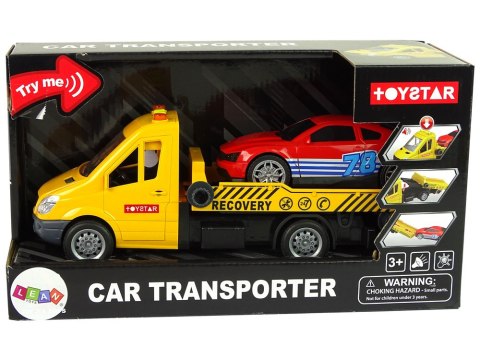 Samochód Transportowy Laweta Autko Rampa Pomoc Dźwięki Światła LEAN Toys Samochód Transportowy Laweta Autko Rampa Pomoc Dźwięki Światła LEAN Toys