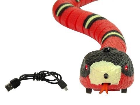 Zdalnie Sterowany Wąż Na Dotyk Czerwony Czarne Paski LEAN Toys Zdalnie Sterowany Wąż Na Dotyk Czerwony Czarne Paski LEAN Toys