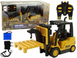 Zdalnie Sterowany Wózek Widłowy Obrót 360 stopni Żółty Pilot LEAN Toys