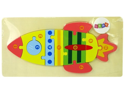Zestaw Drewnianych Puzzli Rakieta Liczby LEAN TOYS Zestaw Drewnianych Puzzli Rakieta Liczby LEAN TOYS