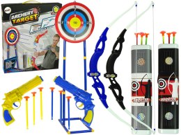 Zestaw Strzelecki Łuk Tarcza na Stojaku 134 cm Kołczan Pistolety LEAN Toys