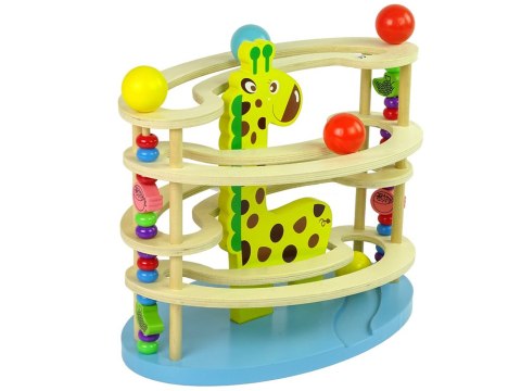 Zjeżdżalnia Piłeczek Żyrafa Drewniana Koraliki LEAN Toys Zjeżdżalnia Piłeczek Żyrafa Drewniana Koraliki LEAN Toys