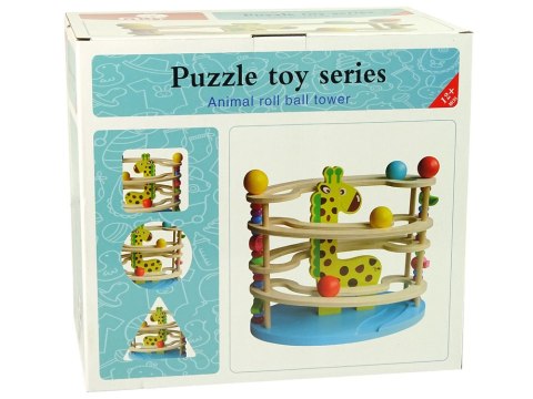 Zjeżdżalnia Piłeczek Żyrafa Drewniana Koraliki LEAN Toys Zjeżdżalnia Piłeczek Żyrafa Drewniana Koraliki LEAN Toys