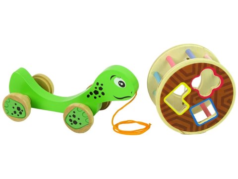 Żółw Do Ciągnięcia Na Kółkach Sorter Klocki Drewniane LEAN Toys Żółw Do Ciągnięcia Na Kółkach Sorter Klocki Drewniane LEAN Toys