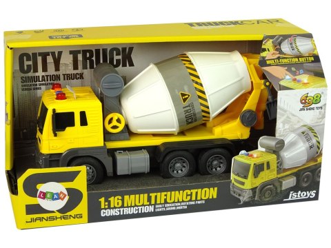 Betoniarka Żółta Obrotowa Gruszka Dźwięk Światła 1:16 LEAN Toys Betoniarka Żółta Obrotowa Gruszka Dźwięk Światła 1:16 LEAN Toys