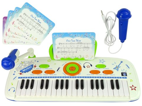 Elektryczne Pianino Keyboard Dla Dzieci Niebieskie Nuty USB LEAN Toys Elektryczne Pianino Keyboard Dla Dzieci Niebieskie Nuty USB LEAN Toys