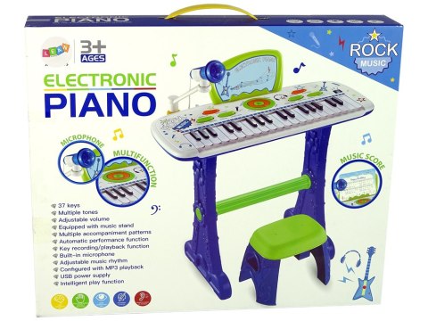 Elektryczne Pianino Keyboard Dla Dzieci Niebieskie Nuty USB LEAN Toys Elektryczne Pianino Keyboard Dla Dzieci Niebieskie Nuty USB LEAN Toys