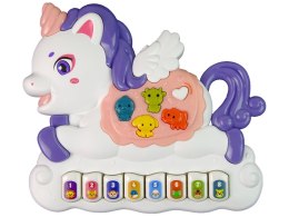 Interaktywne Pianinko Jednorożec Dźwięk Zwierzątka Odgłosy Melodie Biały LEAN Toys