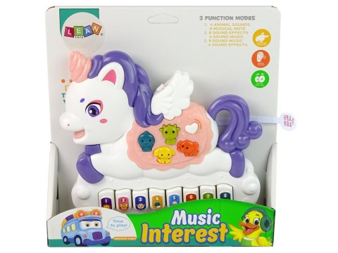 Interaktywne Pianinko Jednorożec Dźwięk Zwierzątka Odgłosy Melodie Biały LEAN Toys Interaktywne Pianinko Jednorożec Dźwięk Zwierzątka Odgłosy Melodie Biały LEAN Toys