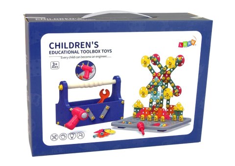 Klocki Konstrukcyjne W Skrzynce Majsterkowanie Wiertarka DIY LEAN Toys Klocki Konstrukcyjne W Skrzynce Majsterkowanie Wiertarka DIY LEAN Toys