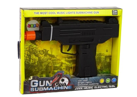 Pistolet Czarny Dla Dzieci Wibracje Dźwięk LEAN Toys Pistolet Czarny Dla Dzieci Wibracje Dźwięk LEAN Toys
