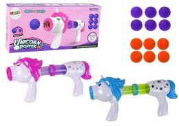 Pistolet Wyrzutnia na Miękkie Kulki Jednorożec Niebieski Różowy LEAN Toys