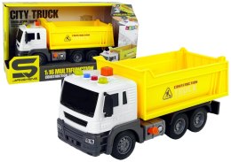 Pojazd Budowlany Wywrotka 1:16 Unoszona Naczepa Żółta Światła Dźwięki LEAN Toys