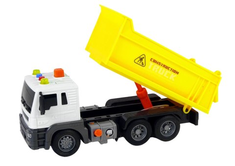 Pojazd Budowlany Wywrotka 1:16 Unoszona Naczepa Żółta Światła Dźwięki LEAN Toys Pojazd Budowlany Wywrotka 1:16 Unoszona Naczepa Żółta Światła Dźwięki LEAN Toys