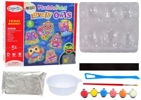 Zestaw DIY Do Malowania Świecące Sowy Gips Magnesy LEAN Toys Zestaw DIY Do Malowania Świecące Sowy Gips Magnesy LEAN Toys