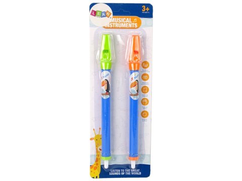Zestaw Dwóch Fletów Dla Dzieci Niebieski Zwierzątka LEAN TOYS Zestaw Dwóch Fletów Dla Dzieci Niebieski Zwierzątka LEAN TOYS