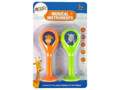 Zestaw Dwóch Grzechotek Marakasy Zwierzęta LEAN TOYS Zestaw Dwóch Grzechotek Marakasy Zwierzęta LEAN TOYS
