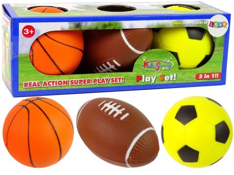 Zestaw Miękkich Piłek Sportowych 3w1 Piłka Nożna Koszykówka LEAN Toys Zestaw Miękkich Piłek Sportowych 3w1 Piłka Nożna Koszykówka LEAN Toys