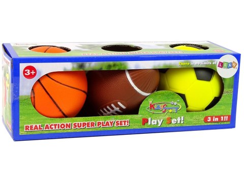 Zestaw Miękkich Piłek Sportowych 3w1 Piłka Nożna Koszykówka LEAN Toys Zestaw Miękkich Piłek Sportowych 3w1 Piłka Nożna Koszykówka LEAN Toys