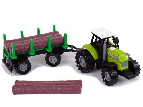 Zielony Traktor Przyczepa Bale Drewna Farma Dźwięk LEAN Toys Zielony Traktor Przyczepa Bale Drewna Farma Dźwięk LEAN Toys