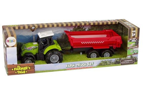 Zielony Traktor z Czerwoną Przyczepką Dźwięk LEAN Toys Zielony Traktor z Czerwoną Przyczepką Dźwięk LEAN Toys