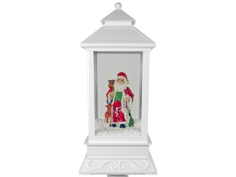 Dekoracja Świąteczna Lampa Latarnia z Mikołajem Biała Kolędy Światła LEAN Toys Dekoracja Świąteczna Lampa Latarnia z Mikołajem Biała Kolędy Światła LEAN Toys