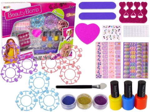 Duży Zestaw Do Malowania Paznokci Lakiery Naklejki Separatory LEAN Toys Duży Zestaw Do Malowania Paznokci Lakiery Naklejki Separatory LEAN Toys
